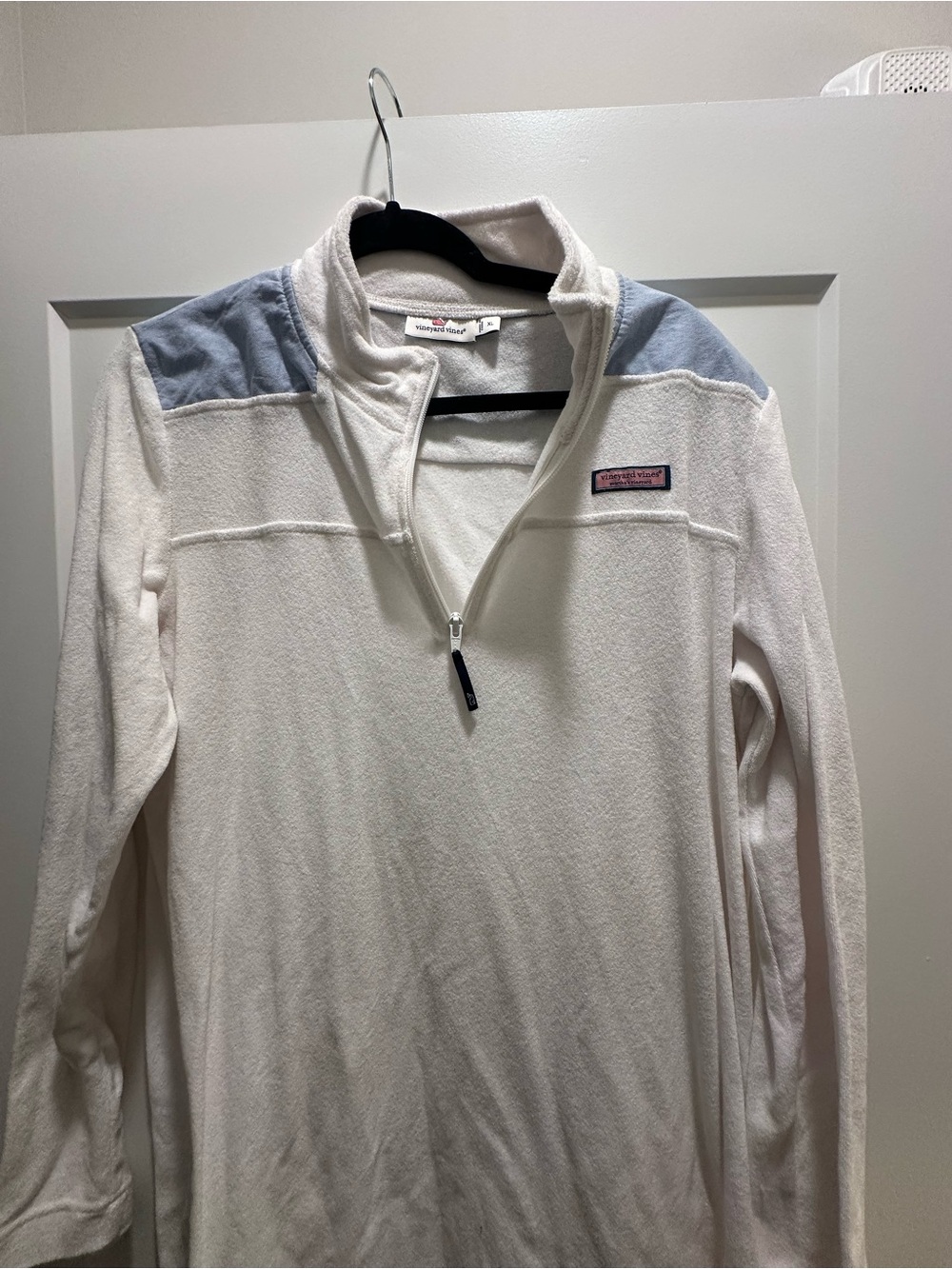 Vineyard Vines Women’s White Quarter-Zip Pullover Terrycloth coverup
